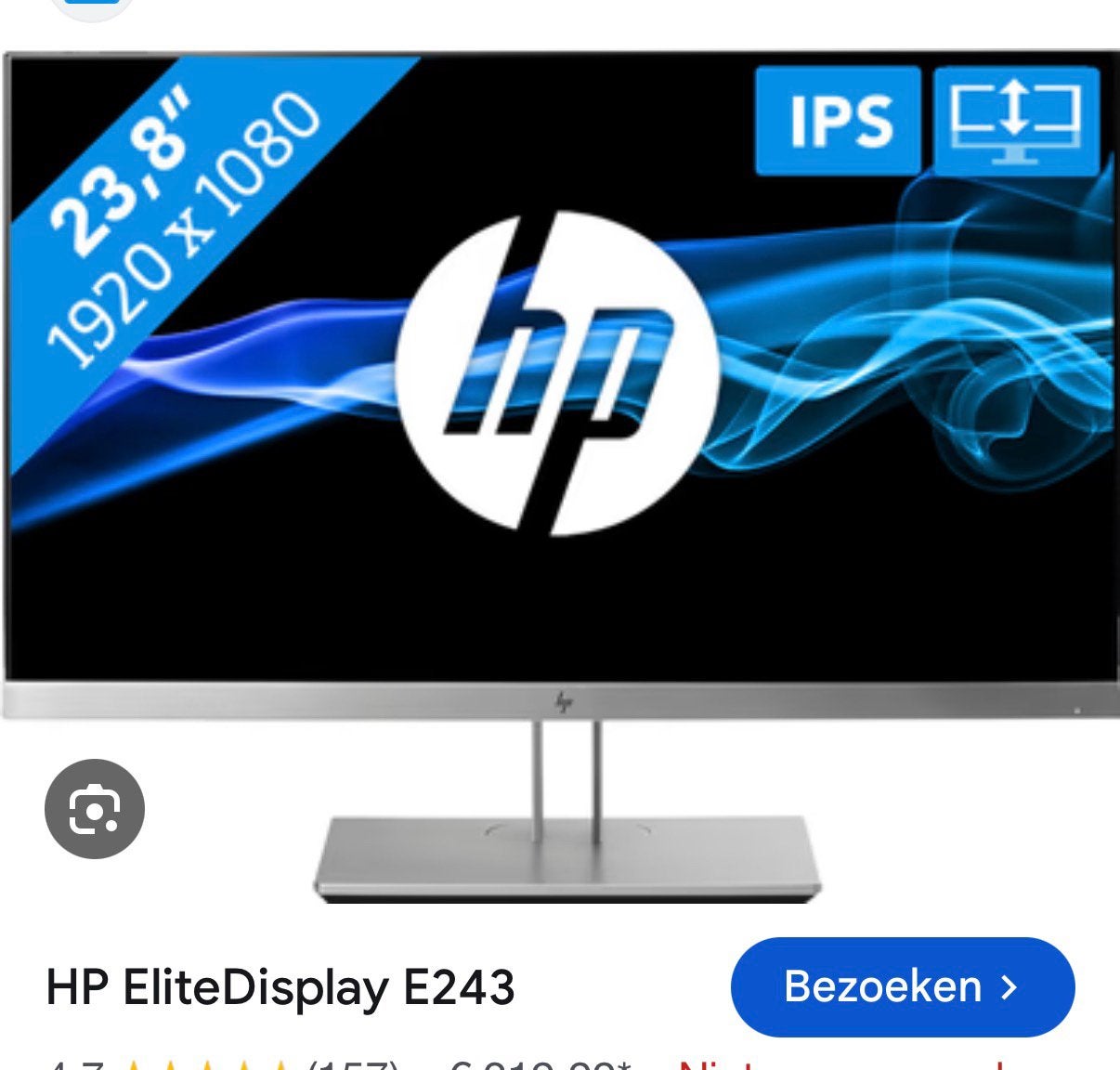 2x HP E243 monitor, Ophalen, IPS, Full HD, Zo goed als nieuw