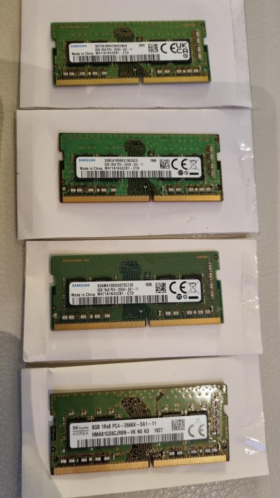 8GB Samsung of SK Hynix, DDR4, SODIMM, 2666, Laptop, Computers en Software, RAM geheugen, DDR4, 8 GB, Ophalen of Verzenden, Zo goed als nieuw