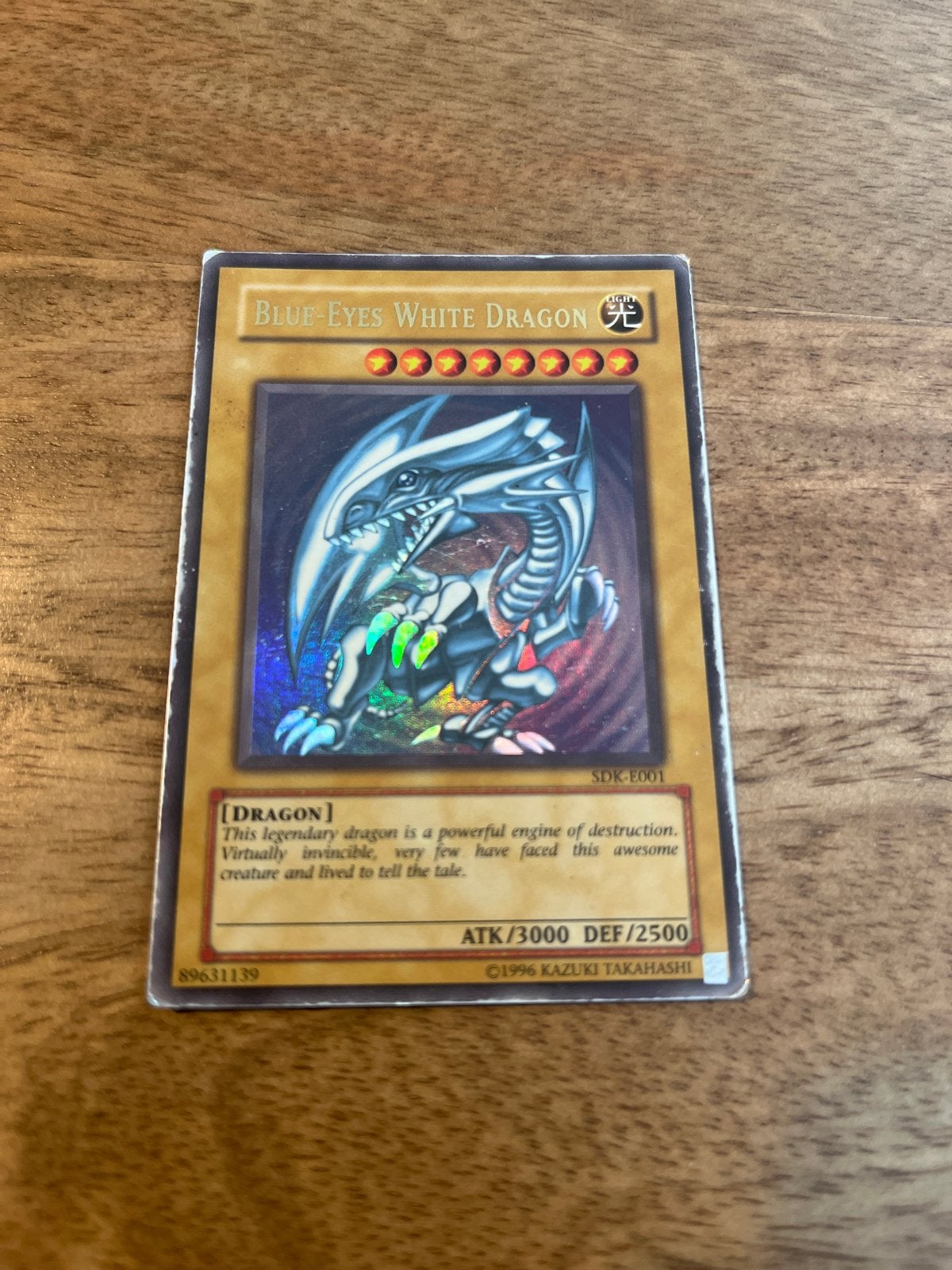 Blue-Eyes White Dragon SDK-E001 Yu-Gi-Oh! Kaart, Ophalen of Verzenden, Gebruikt, Losse kaart, Foil