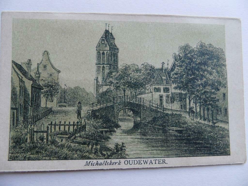 G 300 /Oudewater St. Michaelskerk  Houtgravure vrij zeldzaam, Antiek en Kunst, Ophalen of Verzenden