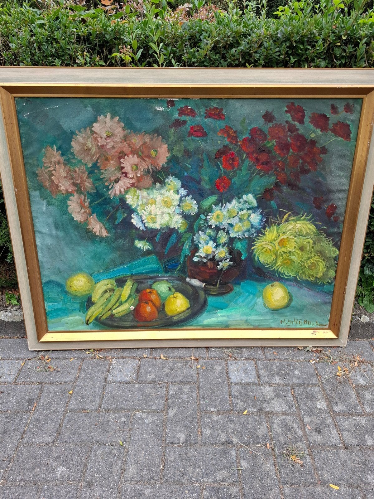 Stilleven , bloemen en fruit door Maria Louise van Schijnde, Antiek en Kunst, Ophalen