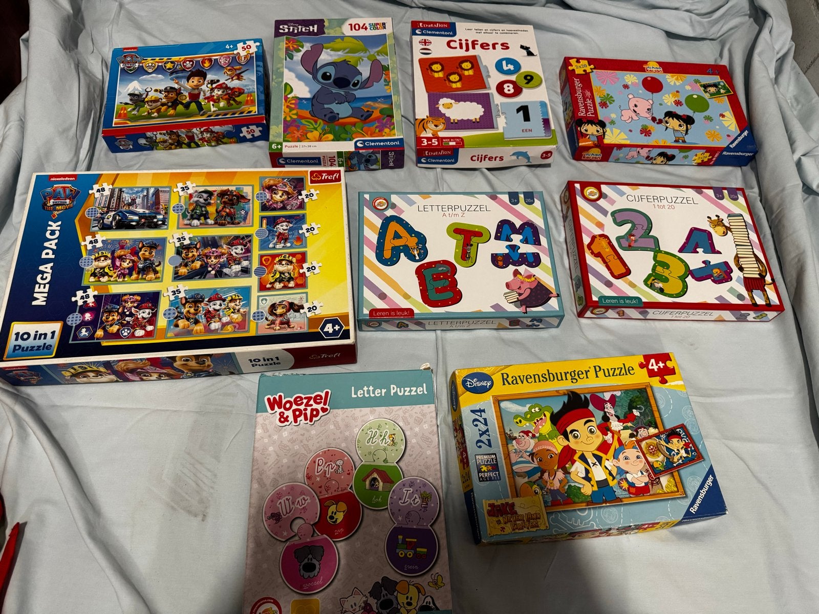 Grote collectie kinderpuzzels: Paw Patrol, Stitch, Disney, Ophalen of Verzenden, Meer dan 50 stukjes, Gebruikt, 2 tot 4 jaar