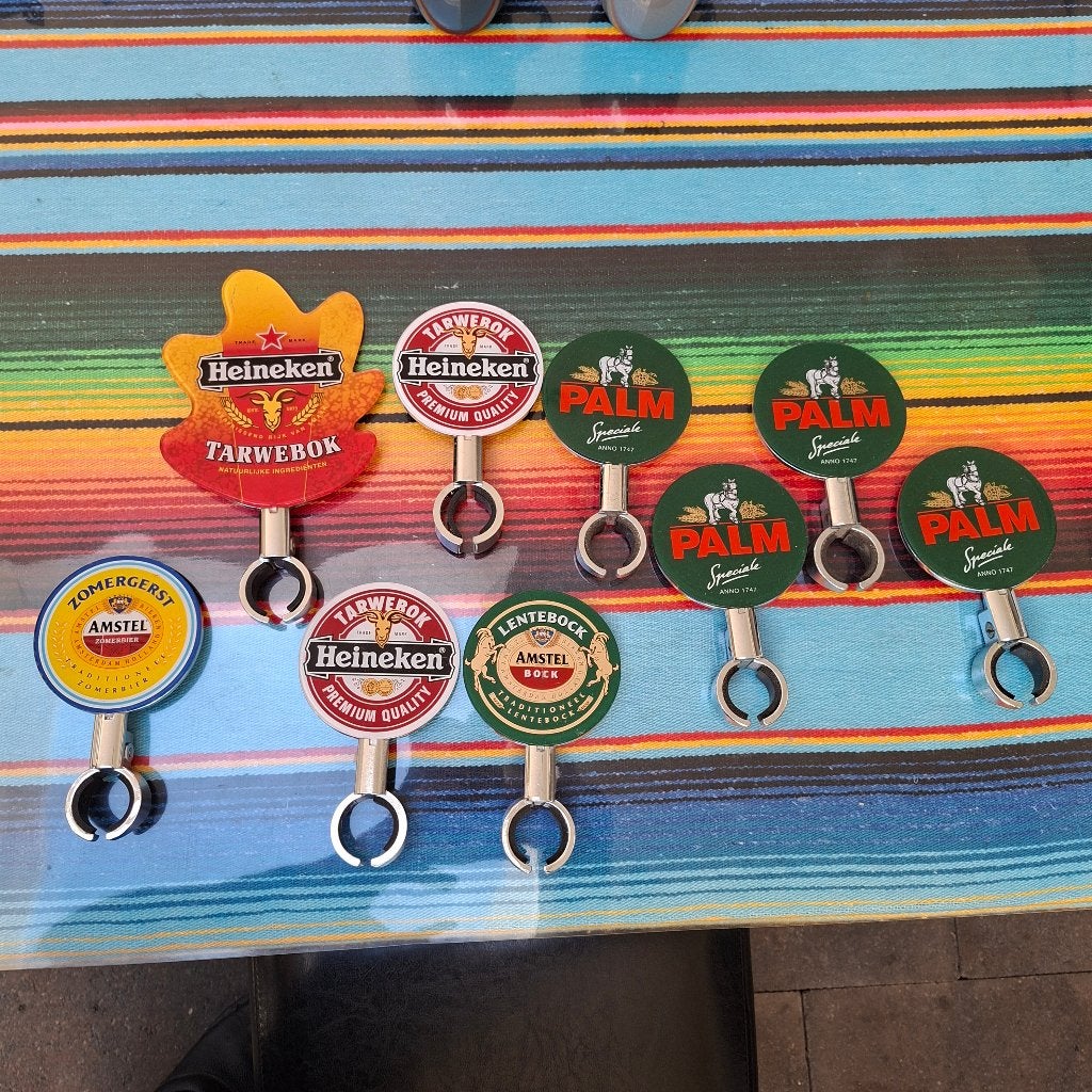 Tapruiters Amstel Heineken en Palm bier 9 stuks, Verzamelen, Ophalen of Verzenden, Gebruikt, Reclamebord, Plaat of Schild, Overige merken