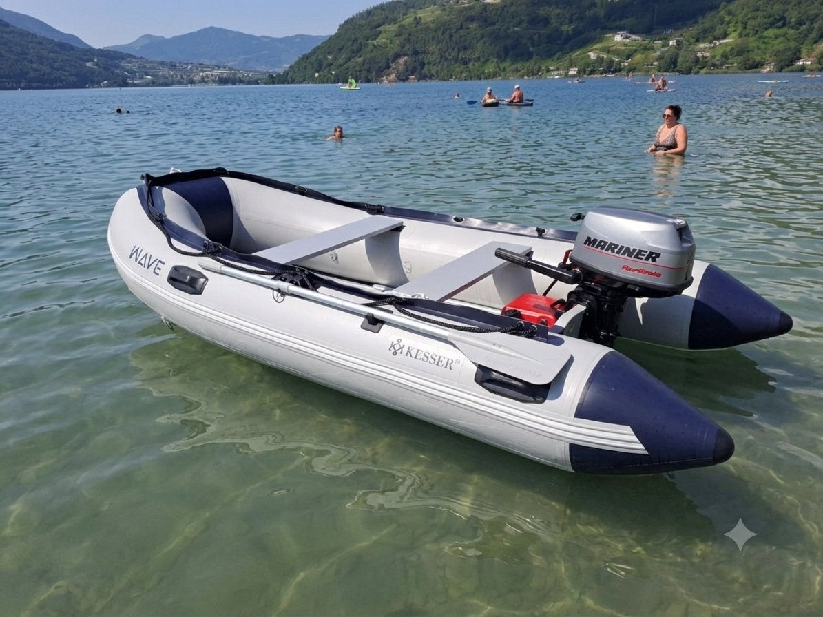 Speedboot Kesser wave met 6 pk motor, Watersport en Boten, Ophalen, Overige typen, Zo goed als nieuw, Met peddels