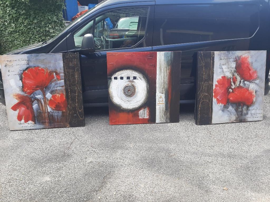 Set van 3 kunstwerken / schilderijen, Ophalen