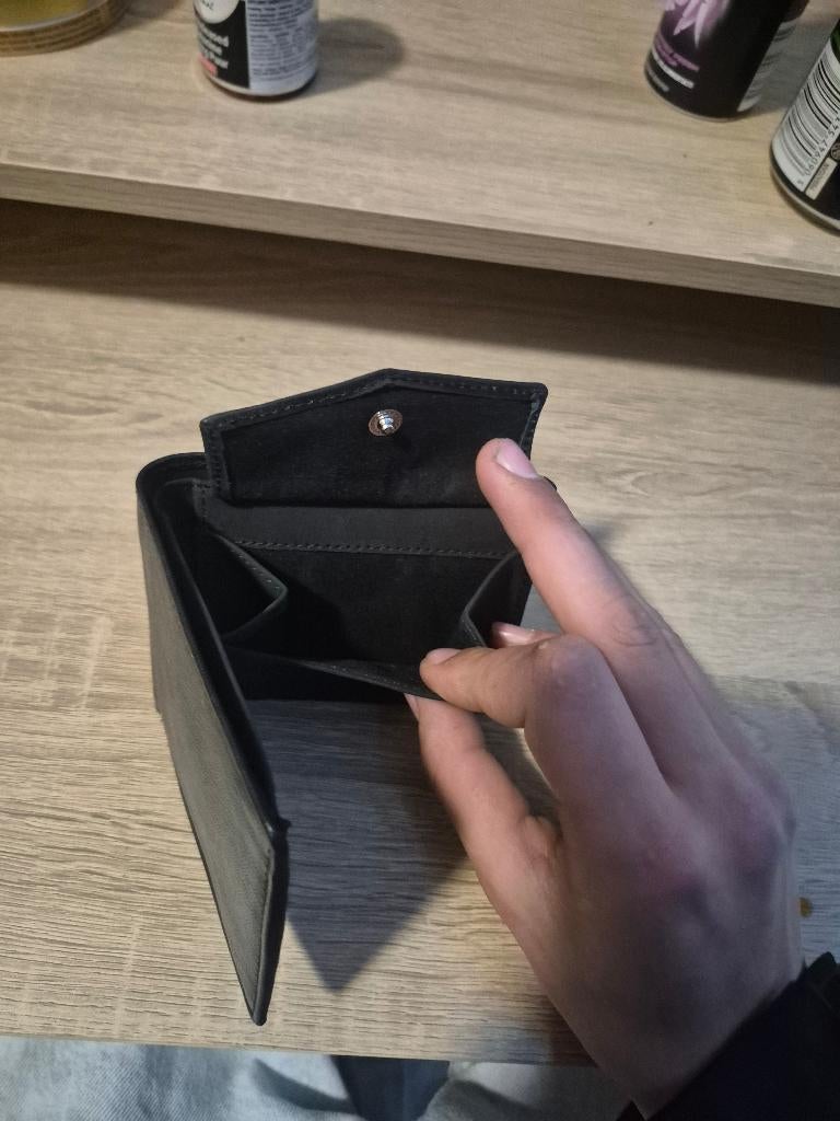 Echten  Leren portemonnee, Sieraden, Tassen en Uiterlijk, Portemonnees, Nieuw, Overige merken, Zwart, Leer, Ophalen