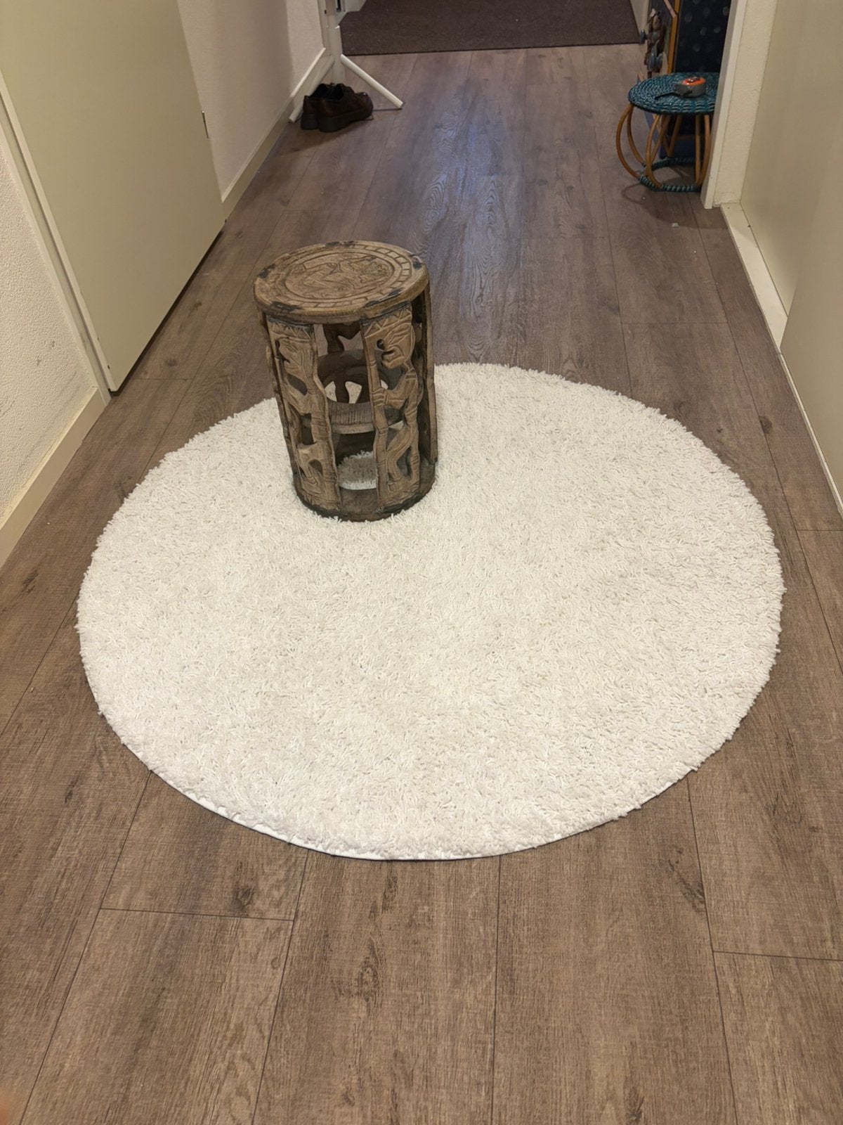 Rond wit vloerkleed Ø 120 cm – ongebruikt, Ophalen, 100 tot 150 cm, Wit, Rond