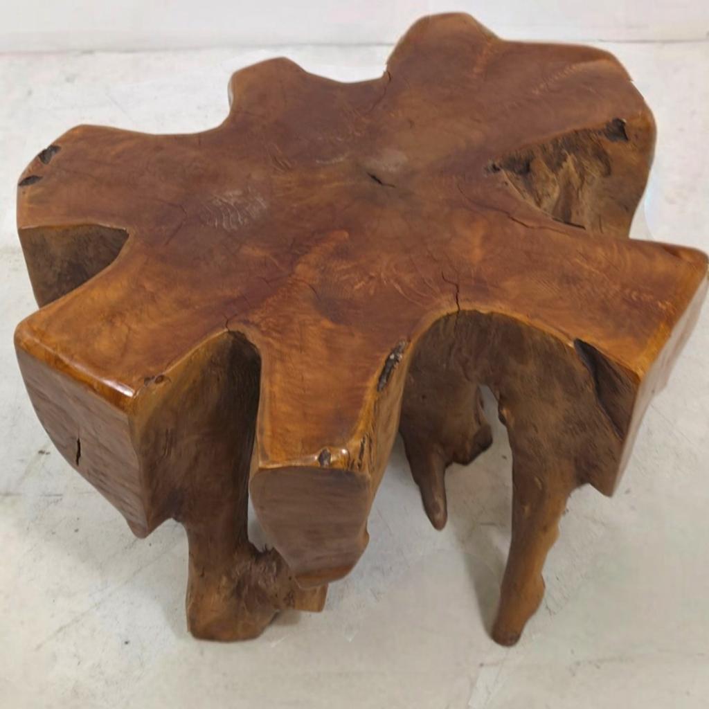 Massieve wortelhouten salontafel boomstam vintage 70s teak, Huis en Inrichting, Tafels | Salontafels, Ophalen of Verzenden