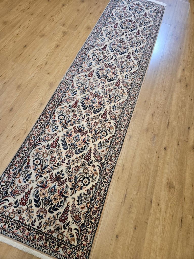 Vintage handgeknoopt perzisch tapijt loper nain 6la 300x71, Info@SlatsAntiek.nl, Tweedehands, Perzisch, 200 cm of meer