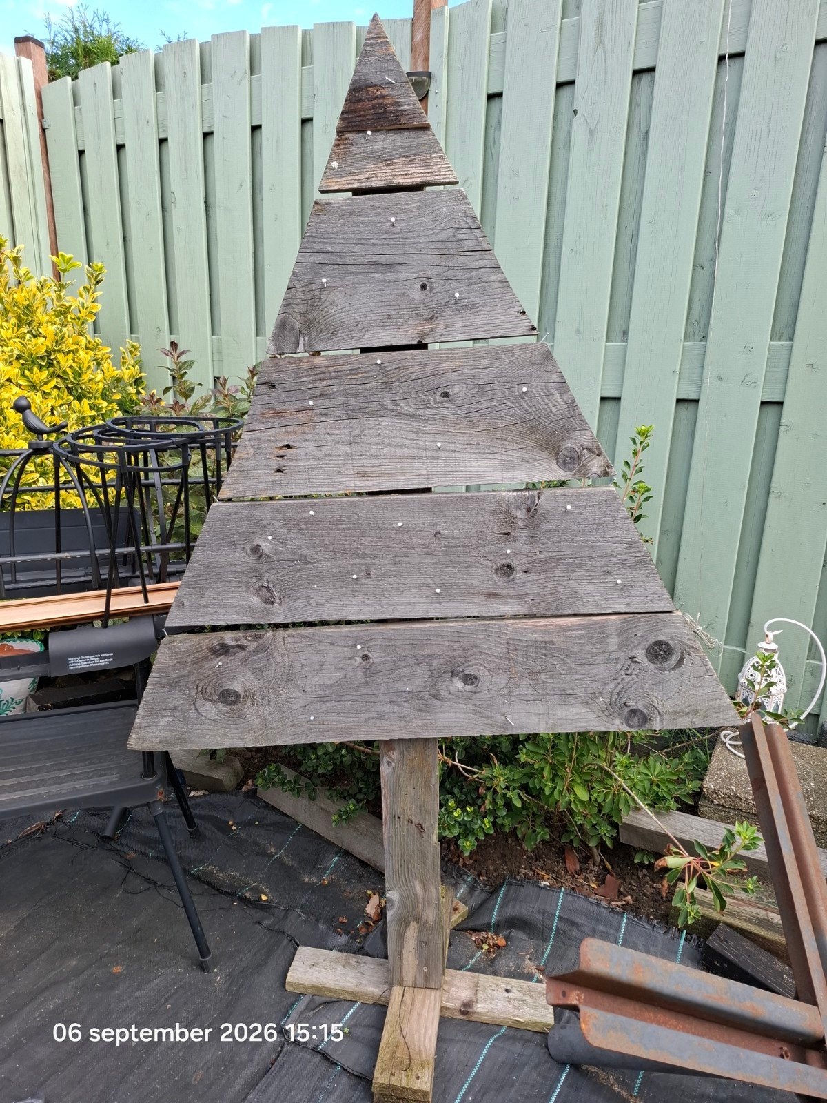 Houten kerstboom gratis, Ophalen, Gebruikt