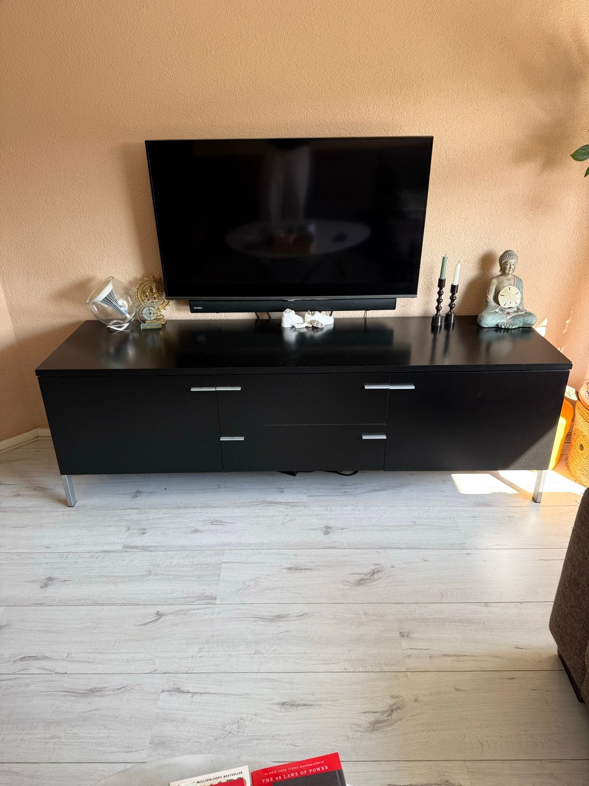 Zwart TV-meubel van Pastoe, Made in Holland, Ophalen, Gebruikt, 150 tot 200 cm, Minder dan 100 cm