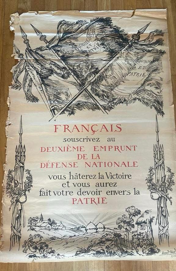 Originele Franse propaganda poster 1916 WO I, Verzamelen, Ophalen of Verzenden, Gebruikt, A1 t/m A3