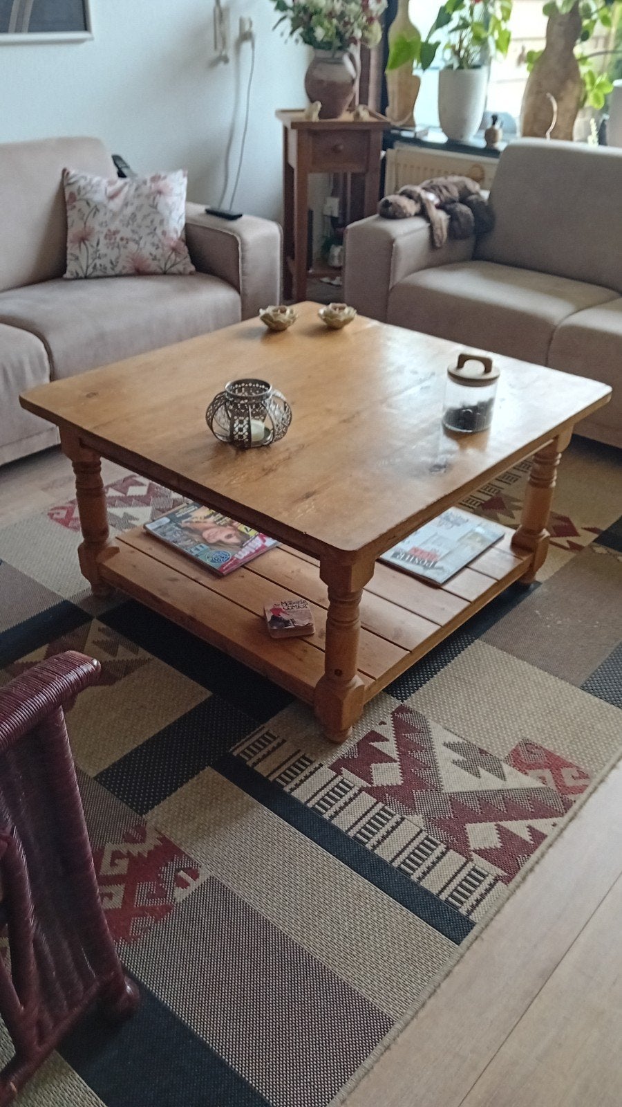 Salontafel (de Winckelaer) vierkant 90 x 90 x 50 cm hoog, Ophalen, Gebruikt, 50 tot 100 cm, Vierkant