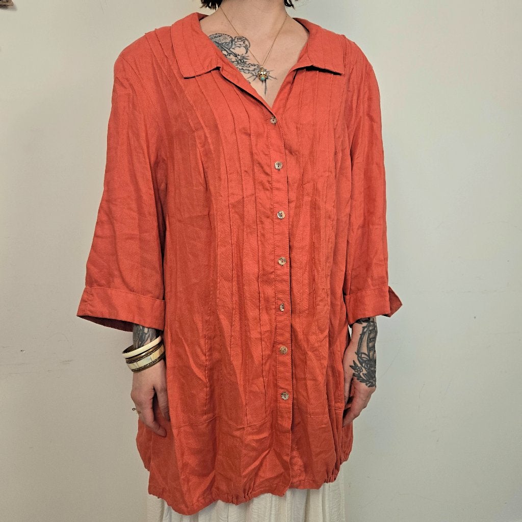 Samoon Oranje Blouse Dames EU 52 / 6XL, Maat 46/48 (XL) of groter, Oranje, Ophalen of Verzenden, Zo goed als nieuw