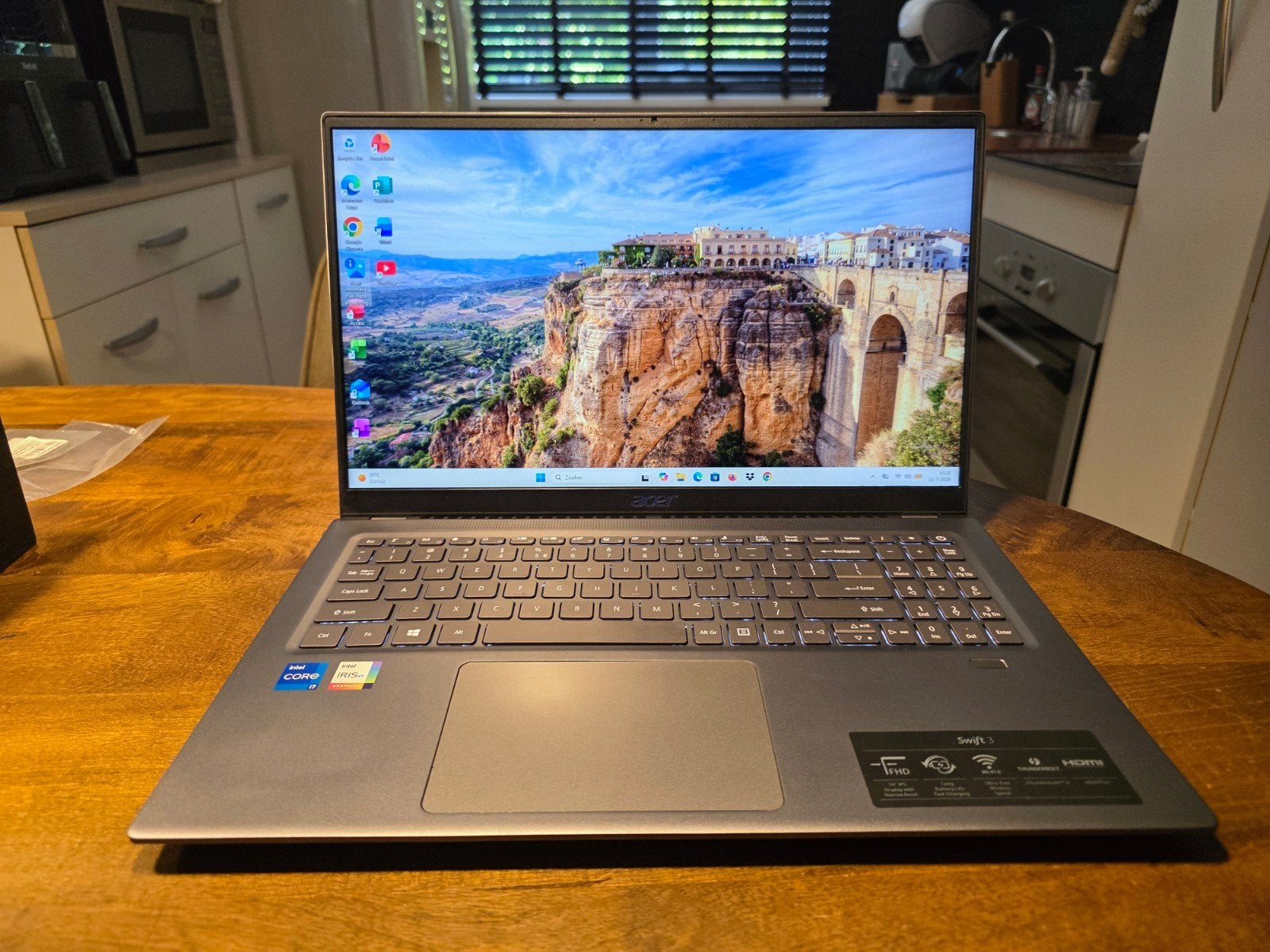 Acer Swift3/i7-11370H/16GB/512GB/W11/Office/16,1"/, Computers en Software, Windows Laptops, 2 tot 3 Ghz, Qwerty, I7 11370H, Zo goed als nieuw