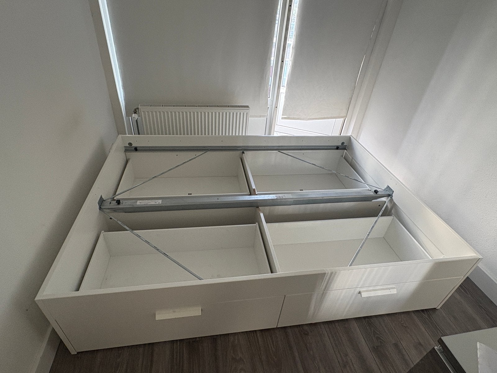 GRATIS IKEA Brimnes bed 140x200 met opbergruimte, Ophalen, Gebruikt, Wit, Tweepersoons