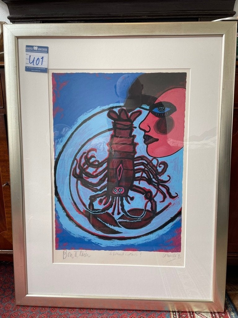 Corneille. Femme et homard (1992), Ophalen, Papier/karton, Zeefdruk, Figuren