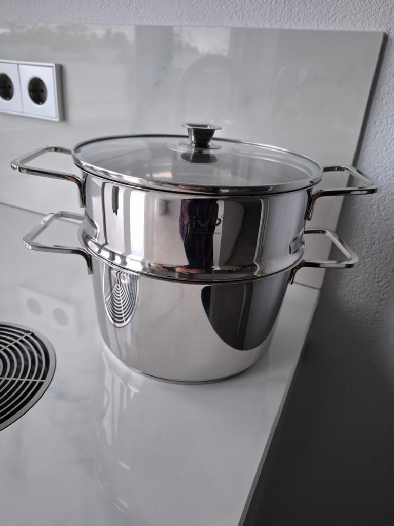 RVS Vivo Stoompan met Glazen Deksel - 20cm  2 1/2 liter, Kookpan of Snelkookpan, Ophalen of Verzenden, Zo goed als nieuw, Rvs
