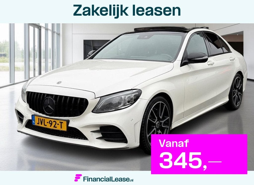 Mercedes C klasse 180 CGI AMG Line Camera|Navi|Pano, Automaat, Gebruikt, Wit, Leder