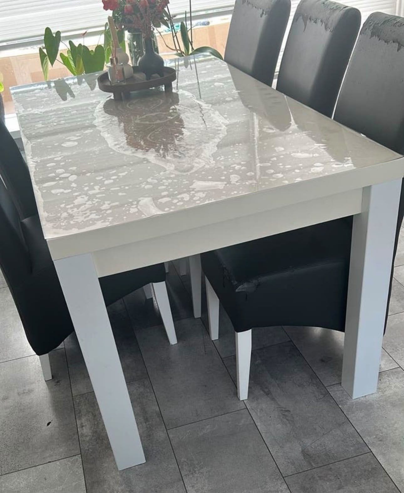 Compleet set hoogglans wit tv-meubel , eettafel , salontafel, Huis en Inrichting, Ophalen, Gebruikt