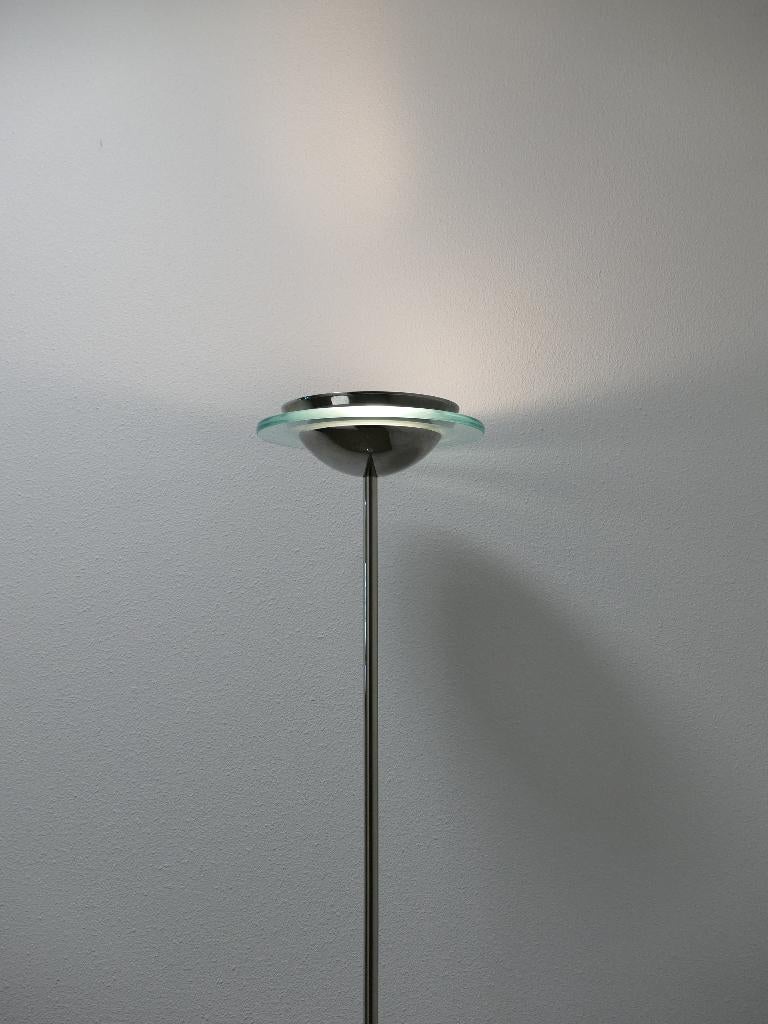 Vintage HERDA Design Vloerlamp - Uplighter - Chroom & Glas., Huis en Inrichting, Lampen | Vloerlampen, Minimalistisch. Modern. Space Age