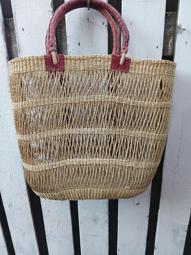 Super grote shopper Ghana Bolgatanga lederen handvatten, Overige materialen, Mand, Nieuw, Ophalen of Verzenden