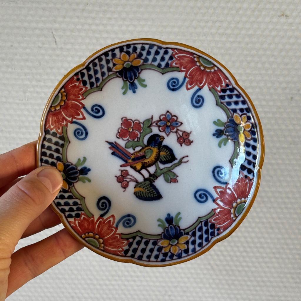 Klein Antiek Wandbord Makkum Tichelaar, 14 cm, Vogel, Antiek en Kunst, Ophalen of Verzenden