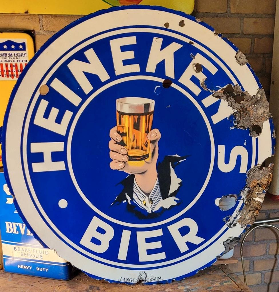 Gevraagd emaille reclamebord Heineken, Ophalen