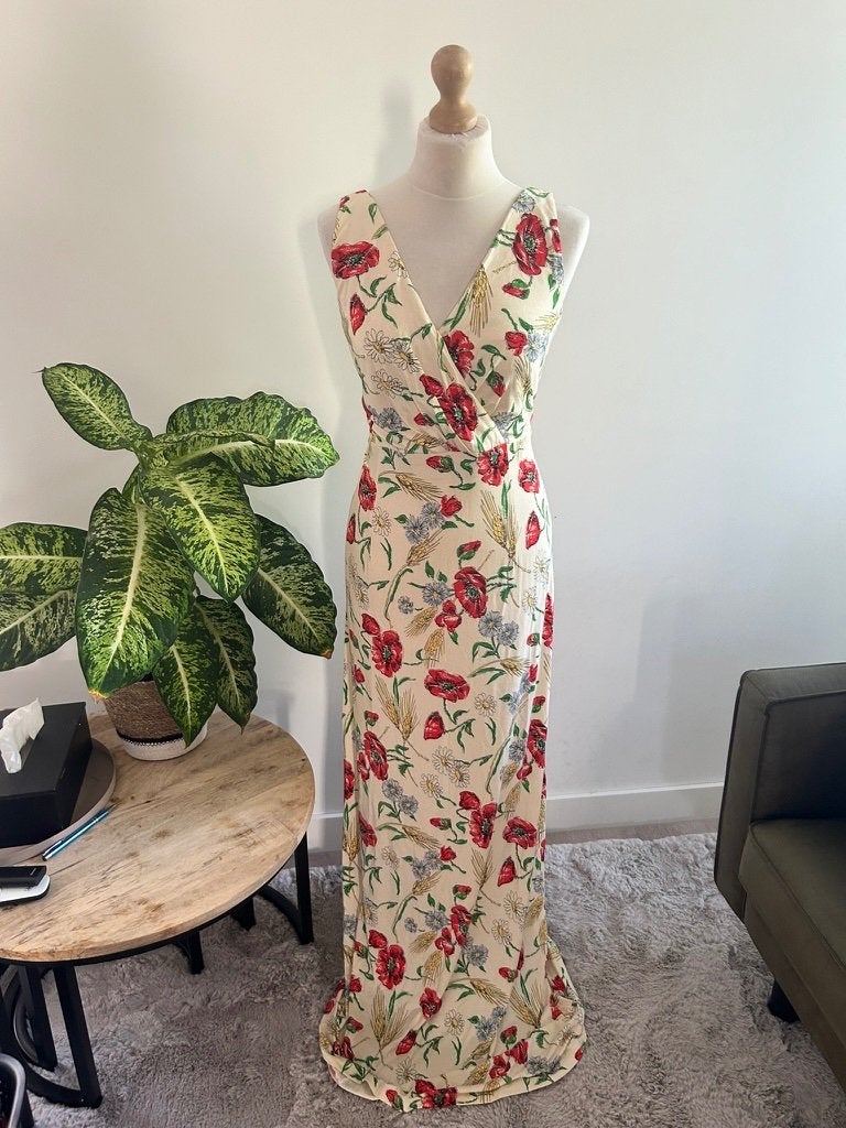 King Louie maat XL maxi lange creme jurk 3385, Kleding | Dames, Jurken, Beige, Maat 46/48 (XL) of groter, Ophalen of Verzenden