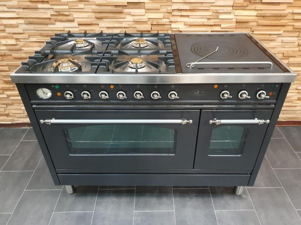 Luxe Boretti Fornuis 120cm antraciet rvs Coupe de Feu 5pit, Niet ingevuld, 60 cm of meer, Niet ingevuld, Ophalen of Verzenden