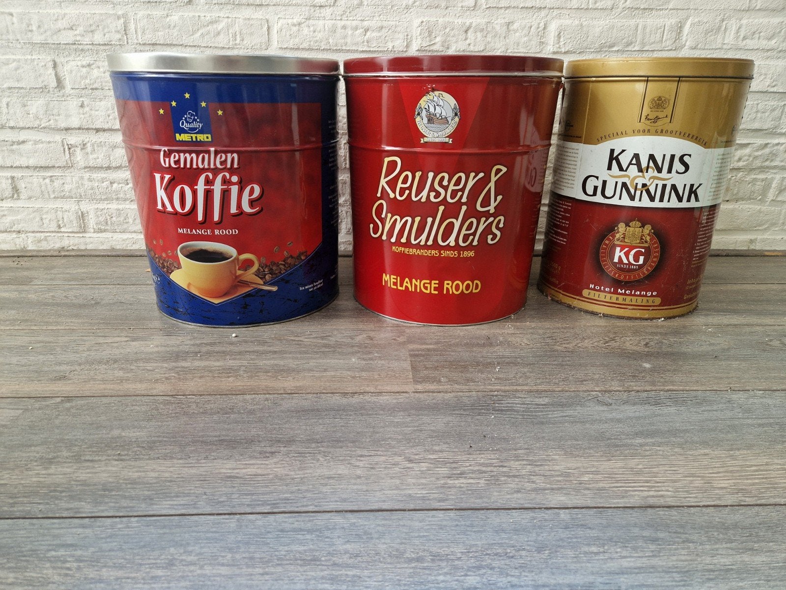 Set van 3 Vintage Koffieblikke⁹n - Metro, Reuser & Smulders,, Ophalen of Verzenden