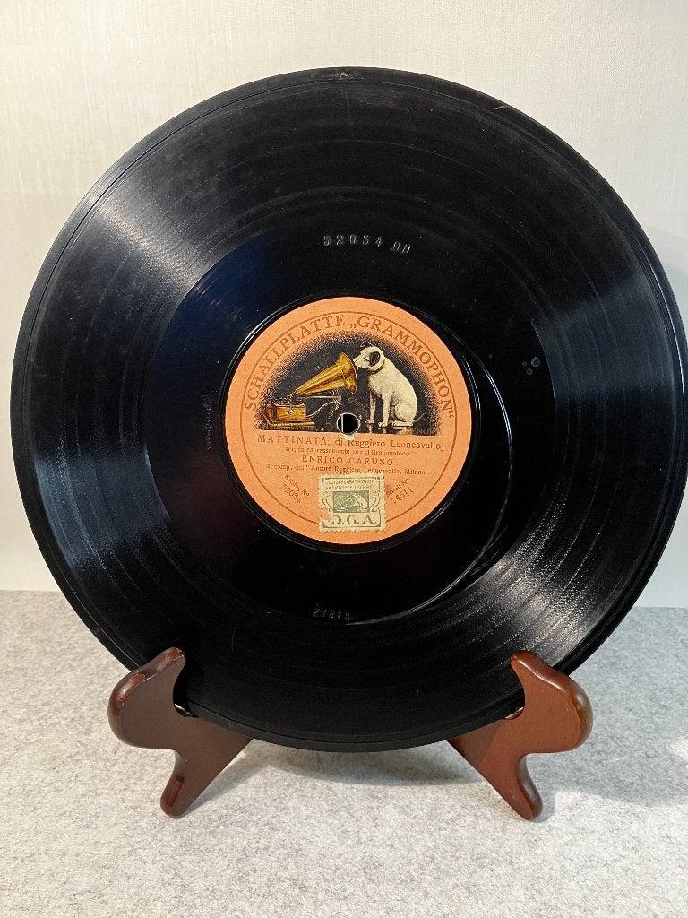 Caruso Leoncavallo Mattinata schellak grammofoonplaat 1904, 10 inch, Voor 1960, Inclusief binnenhoes, Ophalen of Verzenden