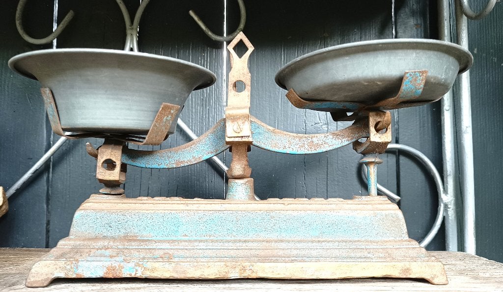 Antieke GIETIJZEREN Franse weegschaal, uniek + kom en schaal, Antiek en Kunst, Antiek | Gereedschap en Instrumenten, Ophalen of Verzenden