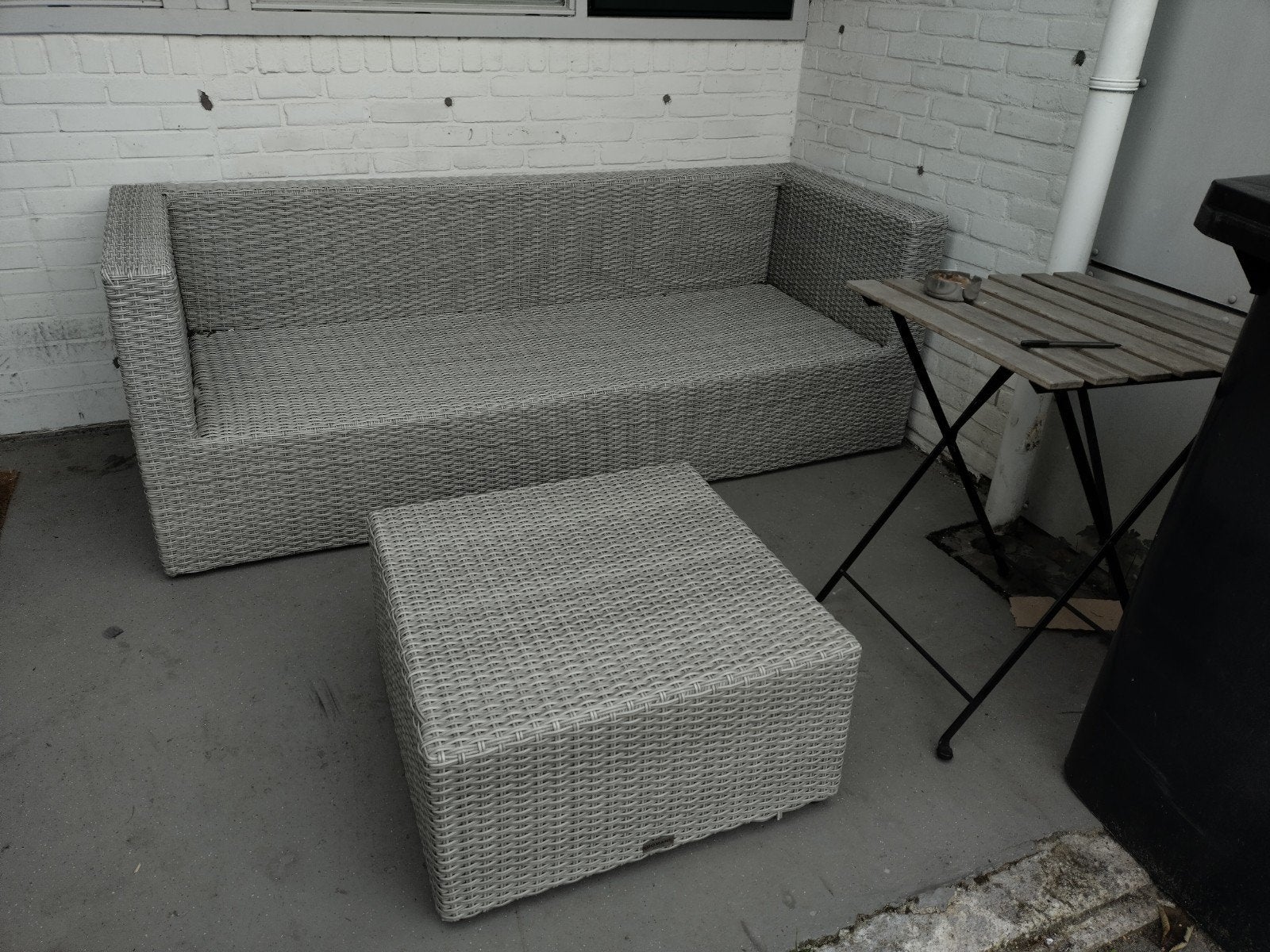 Tuin Loungeset met Bank en Hocker, Ophalen, Gebruikt, Bank, 3 zitplaatsen