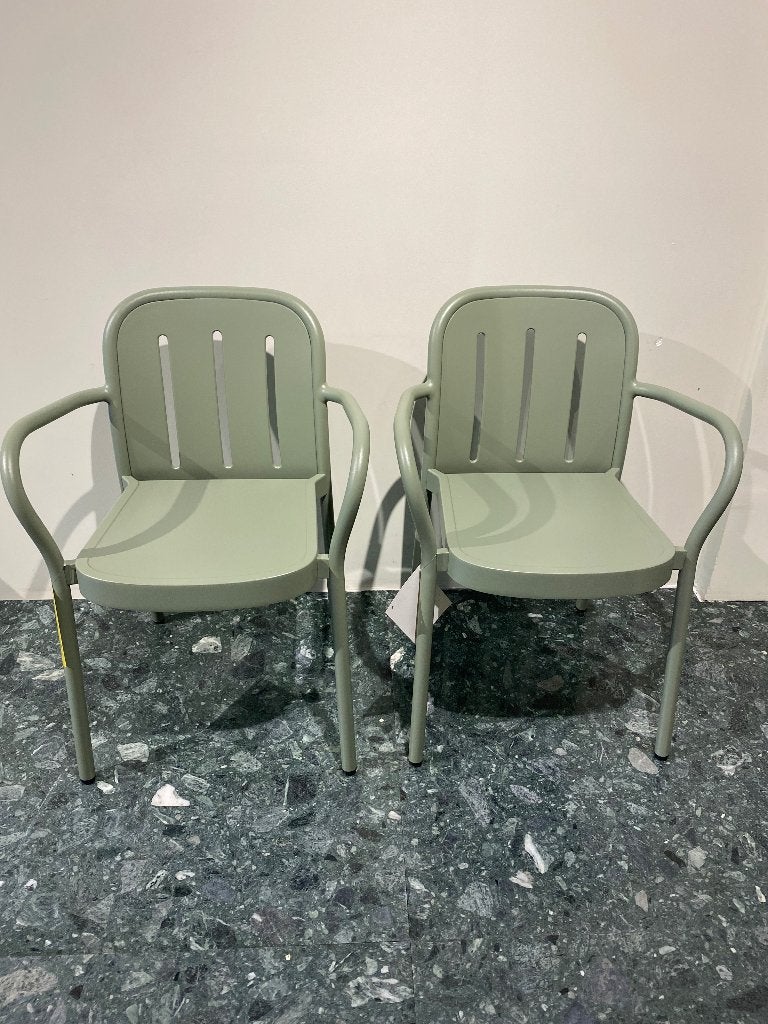 HAY Deville Armchair Thyme Green, Tuin en Terras, Tuinstoelen, Ophalen, Zo goed als nieuw, Aluminium, Stapelbaar