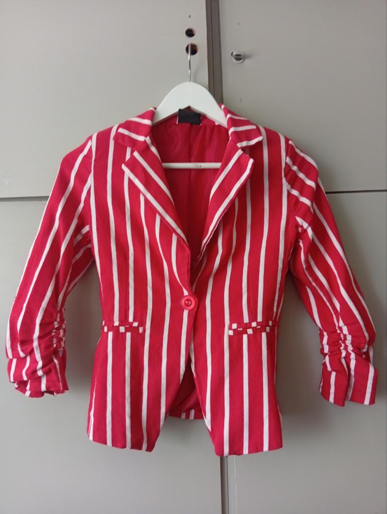 Rood Wit gestreepte BLAZER Jasje mt S, Ophalen of Verzenden, Zo goed als nieuw, Jasje, Maat 36 (S)