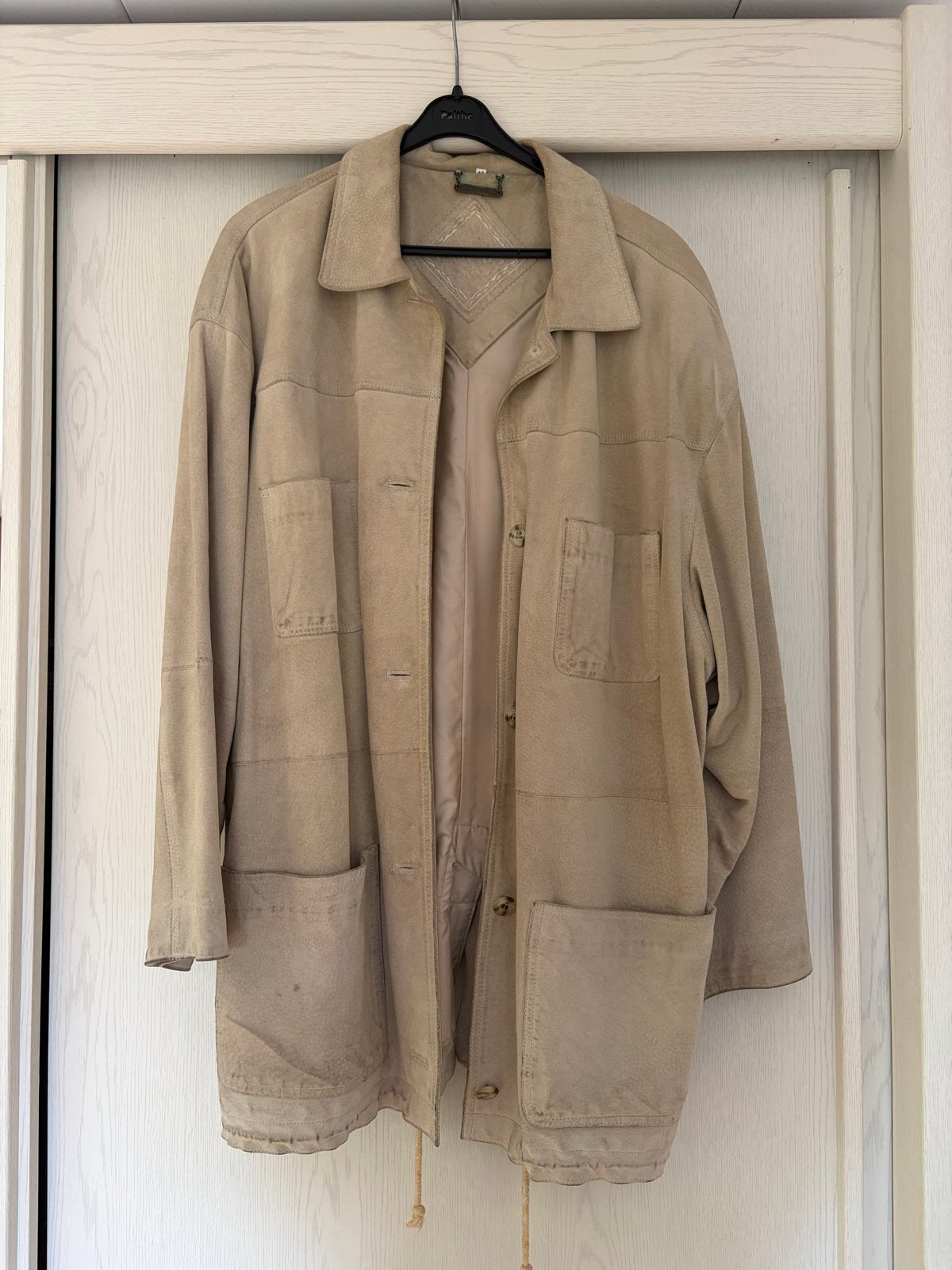 Vintage Vroom & Dreesmann suède jas, Ophalen of Verzenden, Gedragen, Maat 46/48 (XL) of groter, Beige