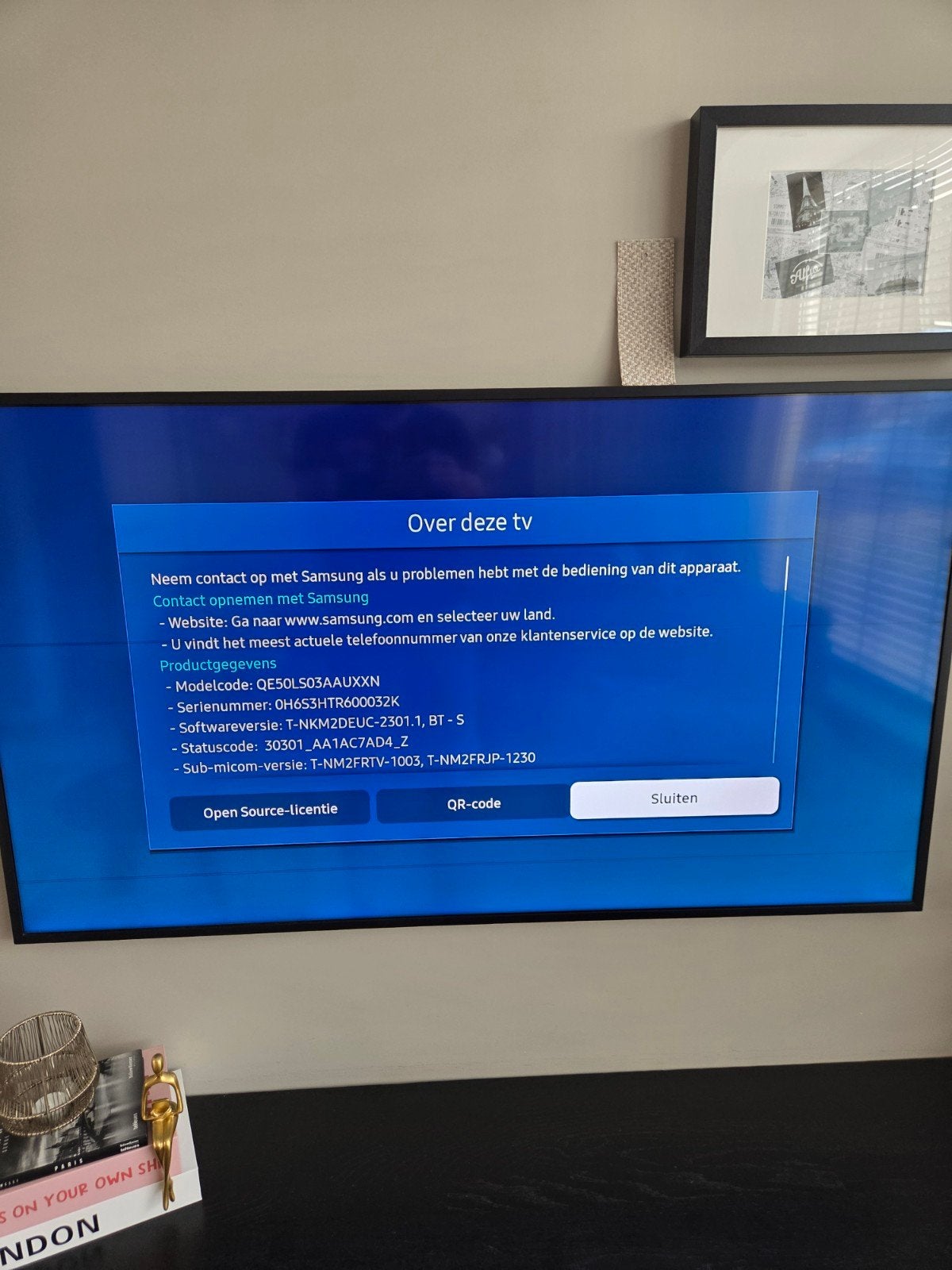 Samsung The Frame 50 inch met strepen in scherm, Audio, Tv en Foto, Ophalen, 50 Hz, Samsung, 100 cm of meer