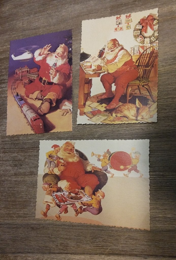 Coca Cola kerst kerstman reclame ansichtkaarten kaart, Verzenden, Zo goed als nieuw