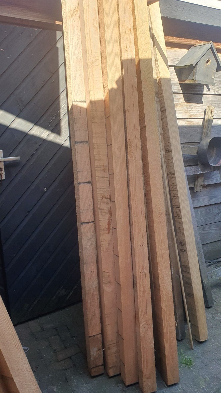 Houten balken 240 cm lang, 7.5x7.5 cm, Doe-het-zelf en Verbouw, Hout en Planken, Ophalen of Verzenden