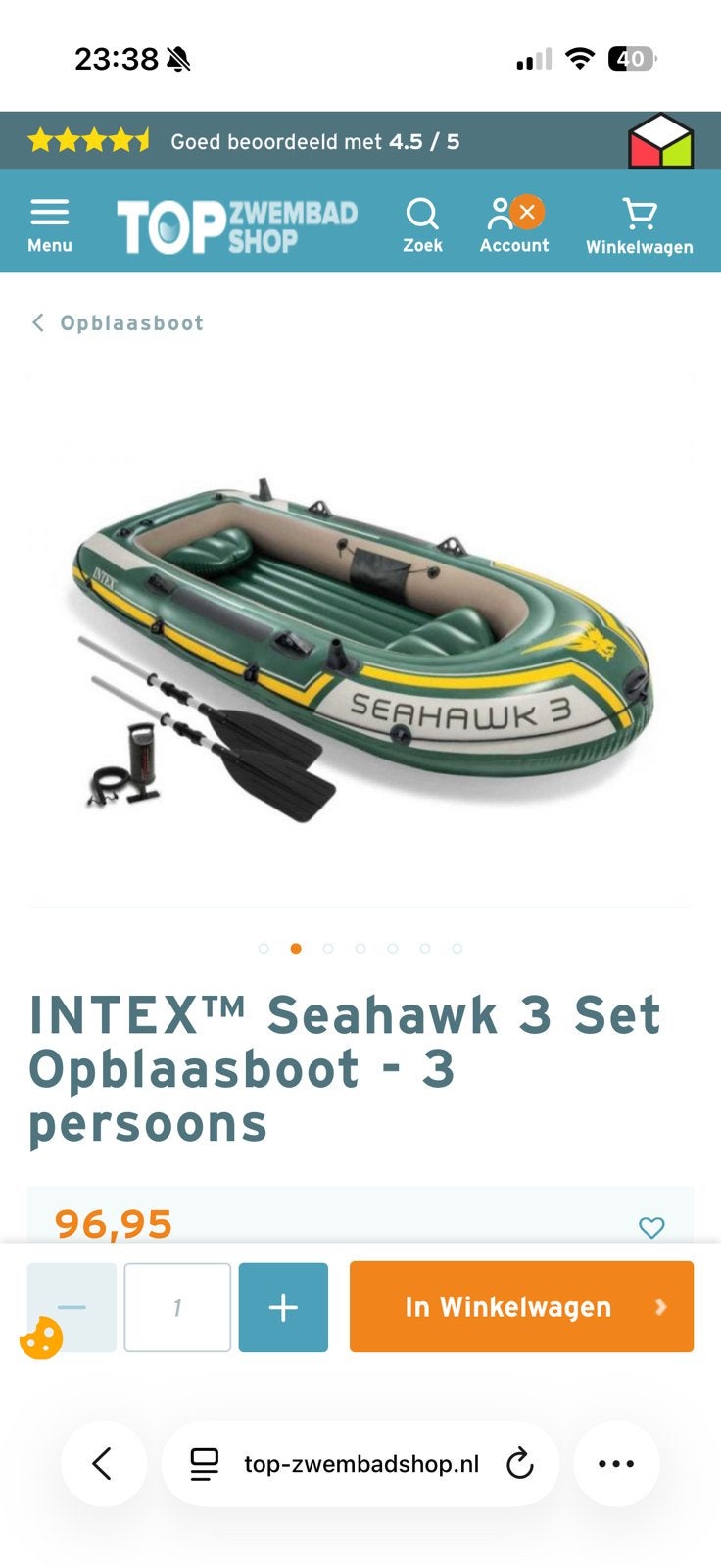 Opblaasbare boot, Ophalen, Zo goed als nieuw, Twee personen, Overige typen