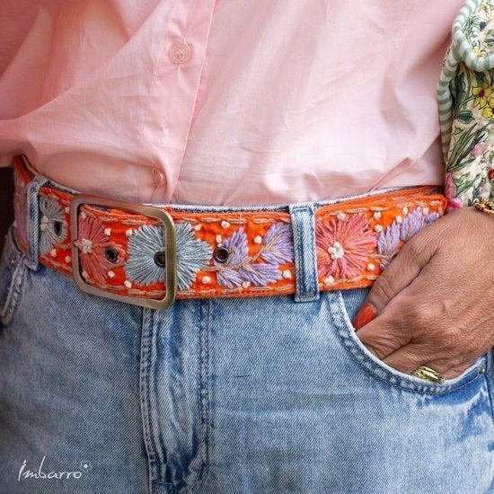 Imbarro Riem Fie - Handgeborduurd 110 cm Bohemian Eyecatcher, Kleding | Dames, Overige kleuren, 100 cm of meer, Nieuw, Tailleriem