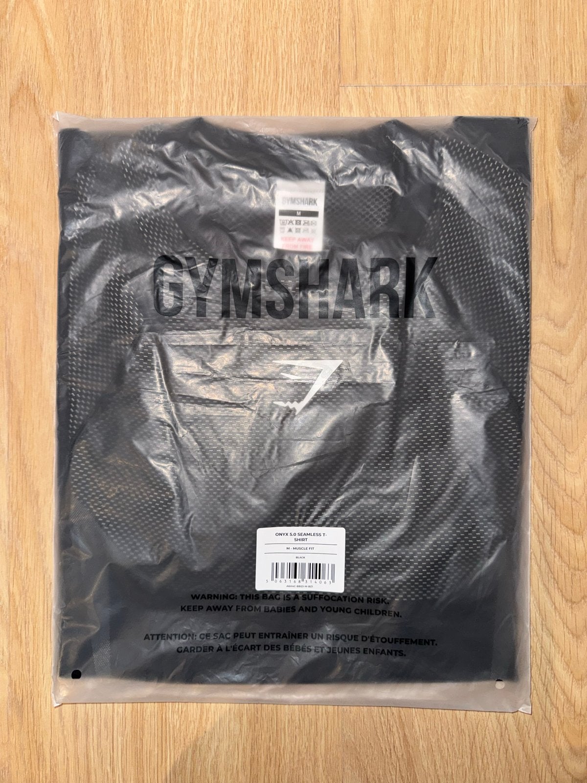 Gymshark Onyx 5.0 Seamless T-shirt Black Light Grey Maat M, Ophalen, Nieuw, Maat 48/50 (M), Zwart