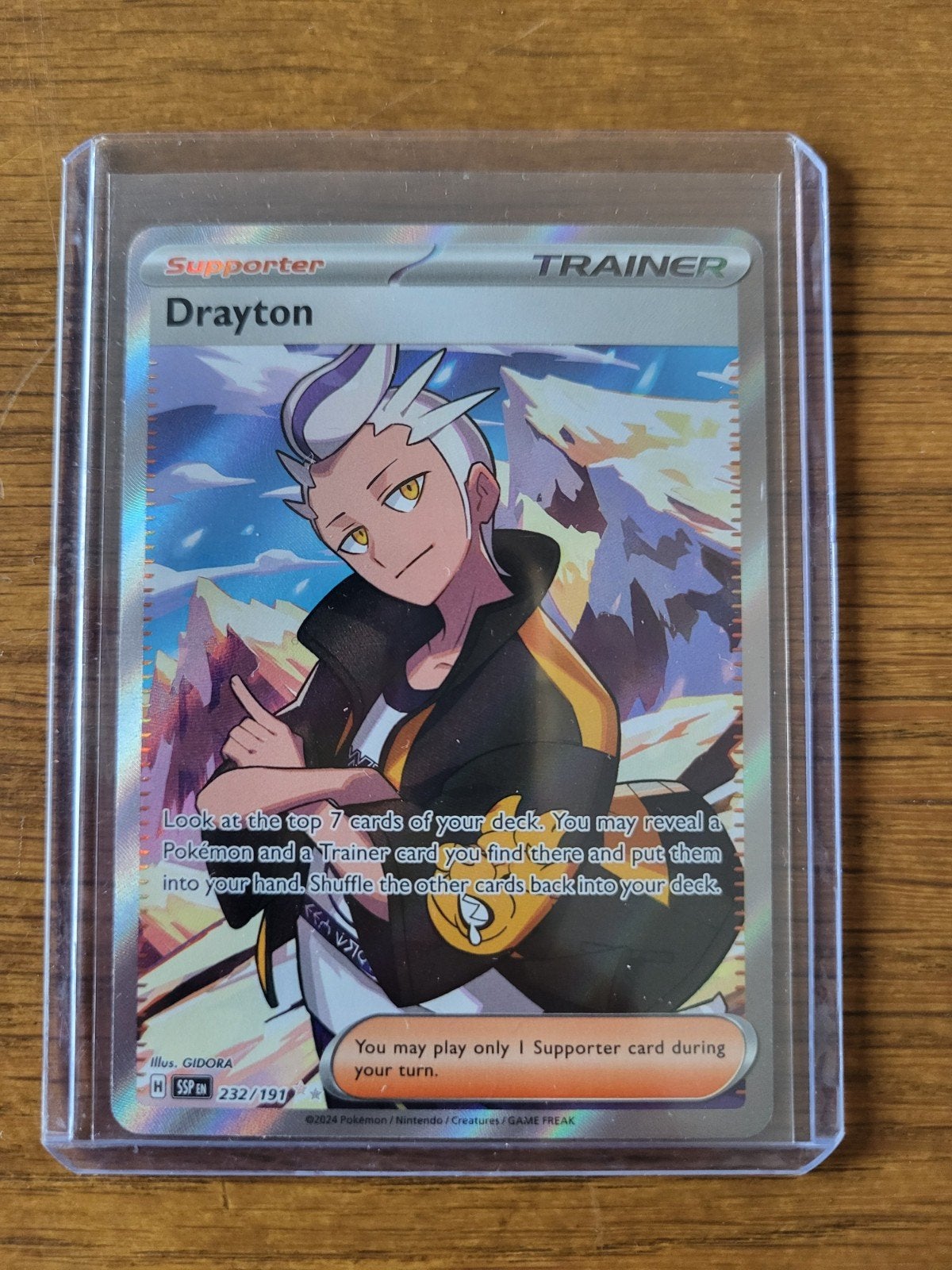 Drayton 232/191 Pokémon Surging Sparks Full art, Ophalen of Verzenden, Nieuw, Losse kaart, Foil