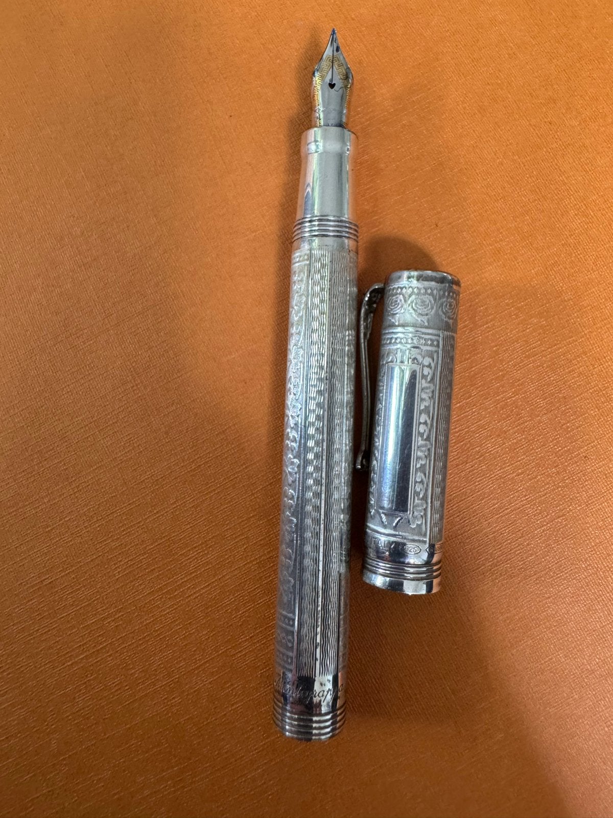 Montegrappa Two Roses Lancaster Sterling Zilveren Vulpen, Ophalen of Verzenden, Zo goed als nieuw, Vulpen, Overige merken