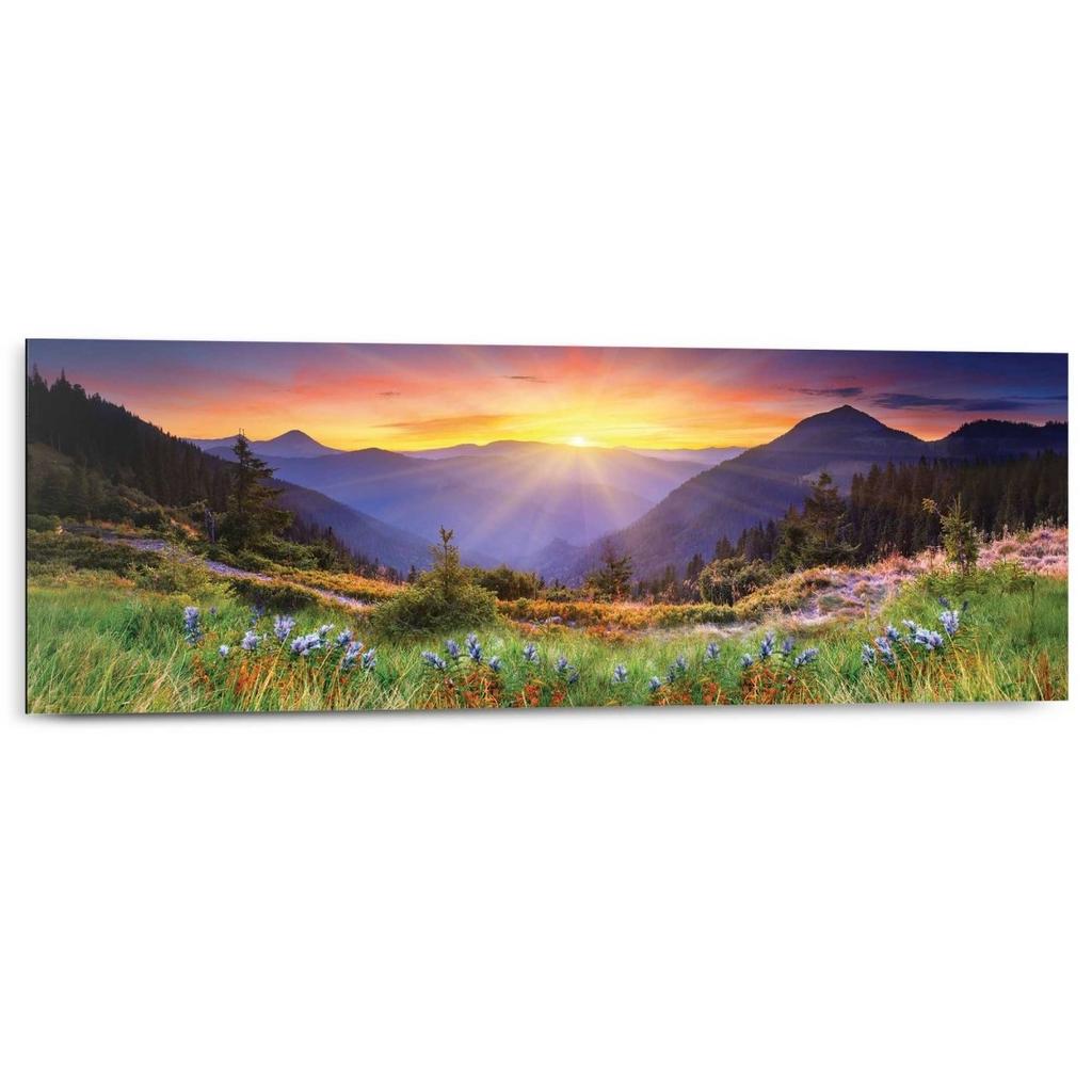 Canvas schilderij zonsondergang in de bergen, Huis en Inrichting, Ophalen, Nieuw, 75 tot 100 cm, Foto of Poster
