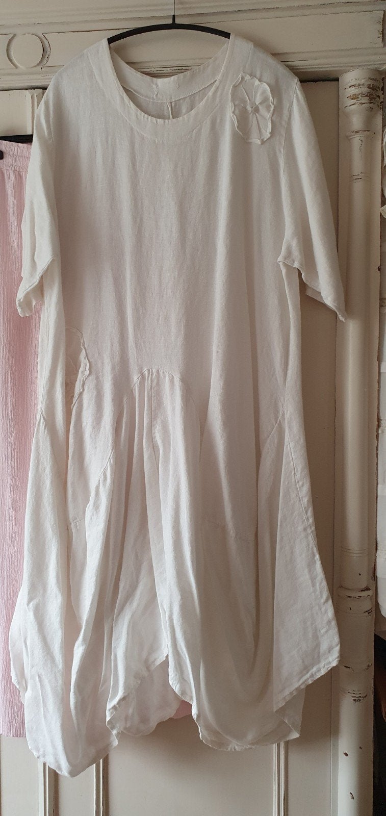 Completo Witte linnen ballon  jurk met bloemdetails, Completo, Wit, Maat 46/48 (XL) of groter, Ophalen of Verzenden