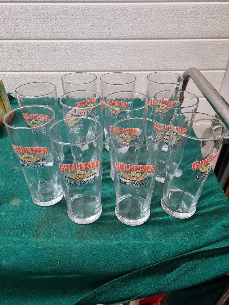 gulpener korenwolf bierglazen 11 stuks, Ophalen of Verzenden, 'T Olde Gre-j, Info@toldegrej.nl, Endepoelstraat 20f Didam