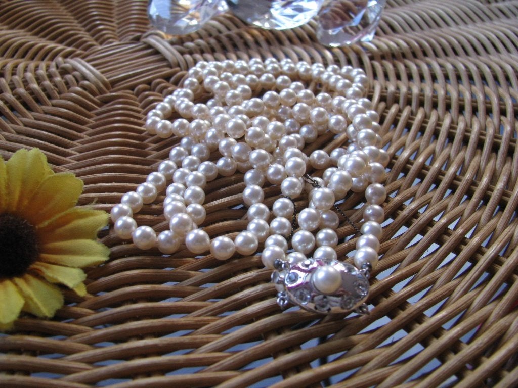 Majorica * dubbele rij * fraai slot + veiligheidsketting *, Sieraden, Tassen en Uiterlijk, Ophalen of Verzenden, Overige materialen