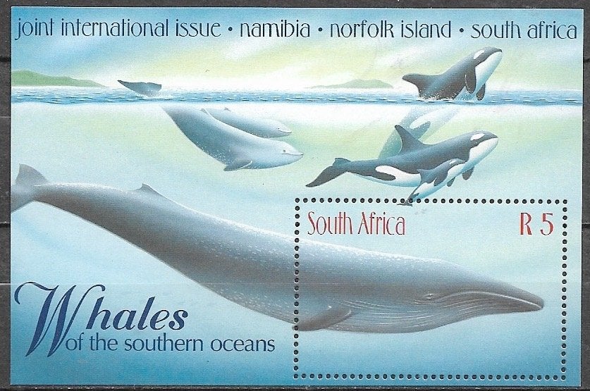 ZUID-AFRIKA 5 R. Blokje Walvissen - Blauwe vinvis - 1998, Verzenden, Zuid-Afrika, Postfris